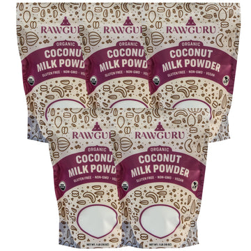 Rawguru Coconut Milk Powder - 16 Oz (Pack Of 5) - Usda Organic | Gluten Free | Non-Gmo | Vegan | Plant-Based Creamer
