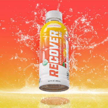 RECOVER 180 Organic Sports Hydration Drink, No Sugar, 15 Calories, Peach Mango, 16.9 Fl Oz (Pack of 12)