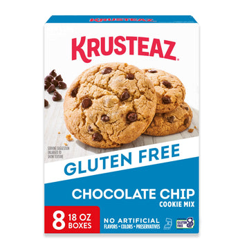 Krusteaz Gluten Free Chocolate Chip Cookie Mix, No Artificial Flavors, Colors, or Preservatives, 18 oz Boxes (Pack of 8)