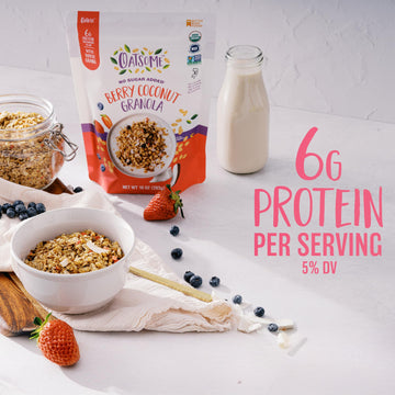 Oatsome Berry Coconut Granola, No Sugar Added, Gluten Free, 6G Protein, Made With Whole Grain Organic Oats, Coconut, Strawberrie