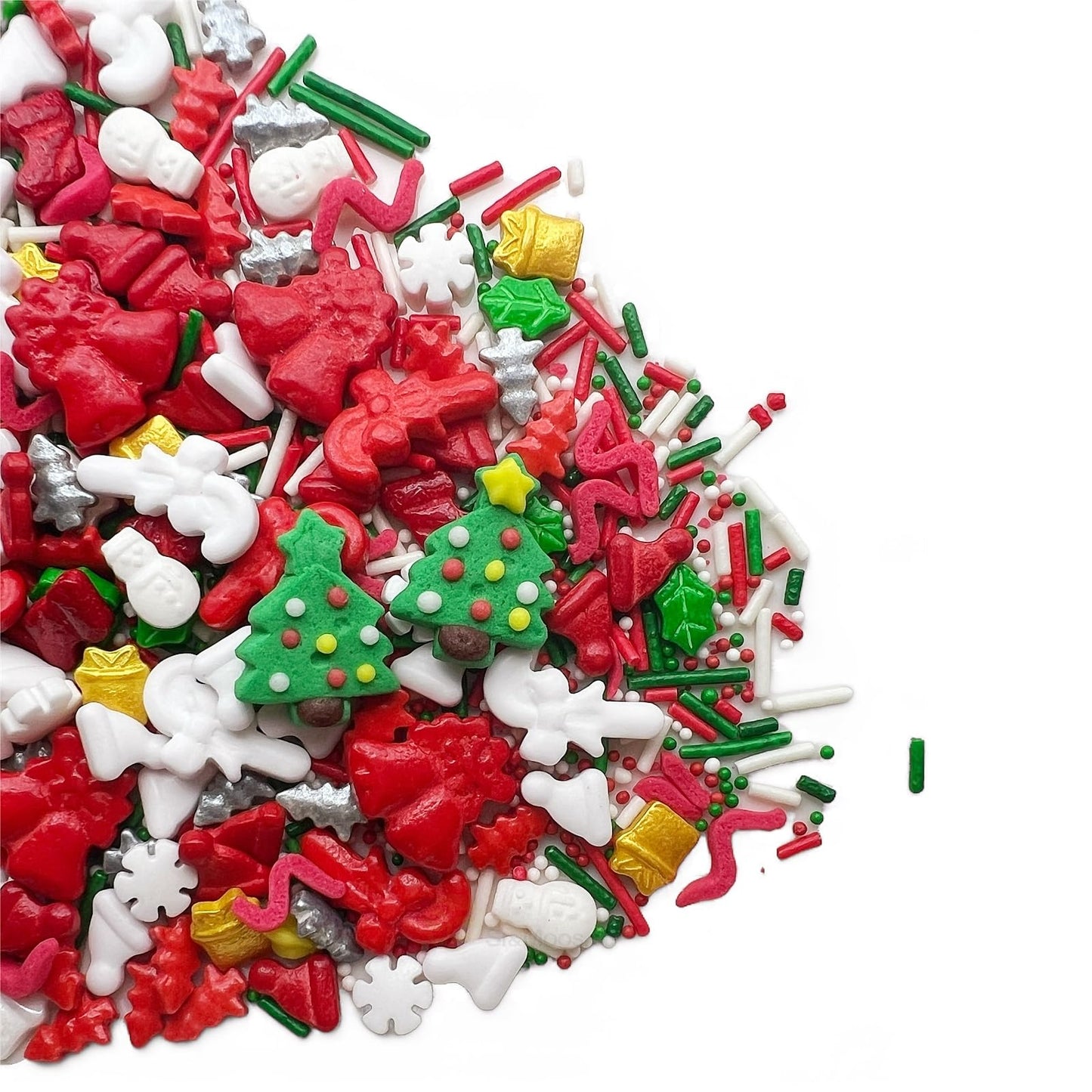 Se Si&Moos Christmas Sprinkles Mix Christmas Cookie Decorations Red Green And White Sprinkles For Cake Decorating Edible Holiday Cookie Decorations Baking Supplies For Holiday 3 Oz (2 Xmas Tree Toppers)