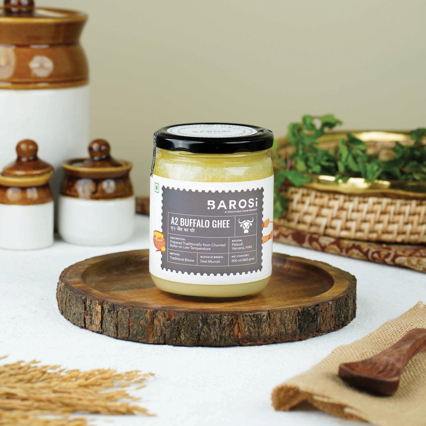 Barosi Enhanced Buffalo Ghee 3 Litre | Value Saver Family Pack | Vedic Bilona Method | Churned From Curd | Pure & Natural | Farm Made In Small Batches | Glass Jar Packing
