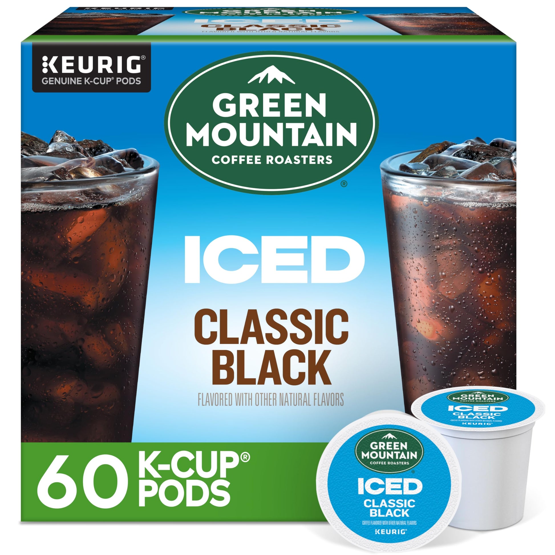 Green Mountain Coffee Roasters Iced Classic Black  Single Serve Keurig K-Cup Pods  Medium Roast Iced Coffee  60 Count (6 Packs Of 10)