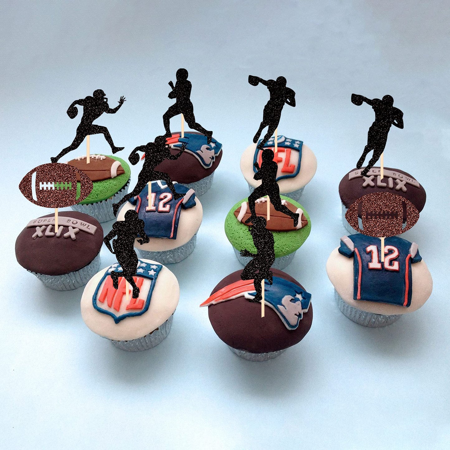 36 Pcs Rugby Ball Cupcake Toppers Football Players Sport Cupcake Picks Super Rugby Sports Theme Baby Shower Birthday Party Cake