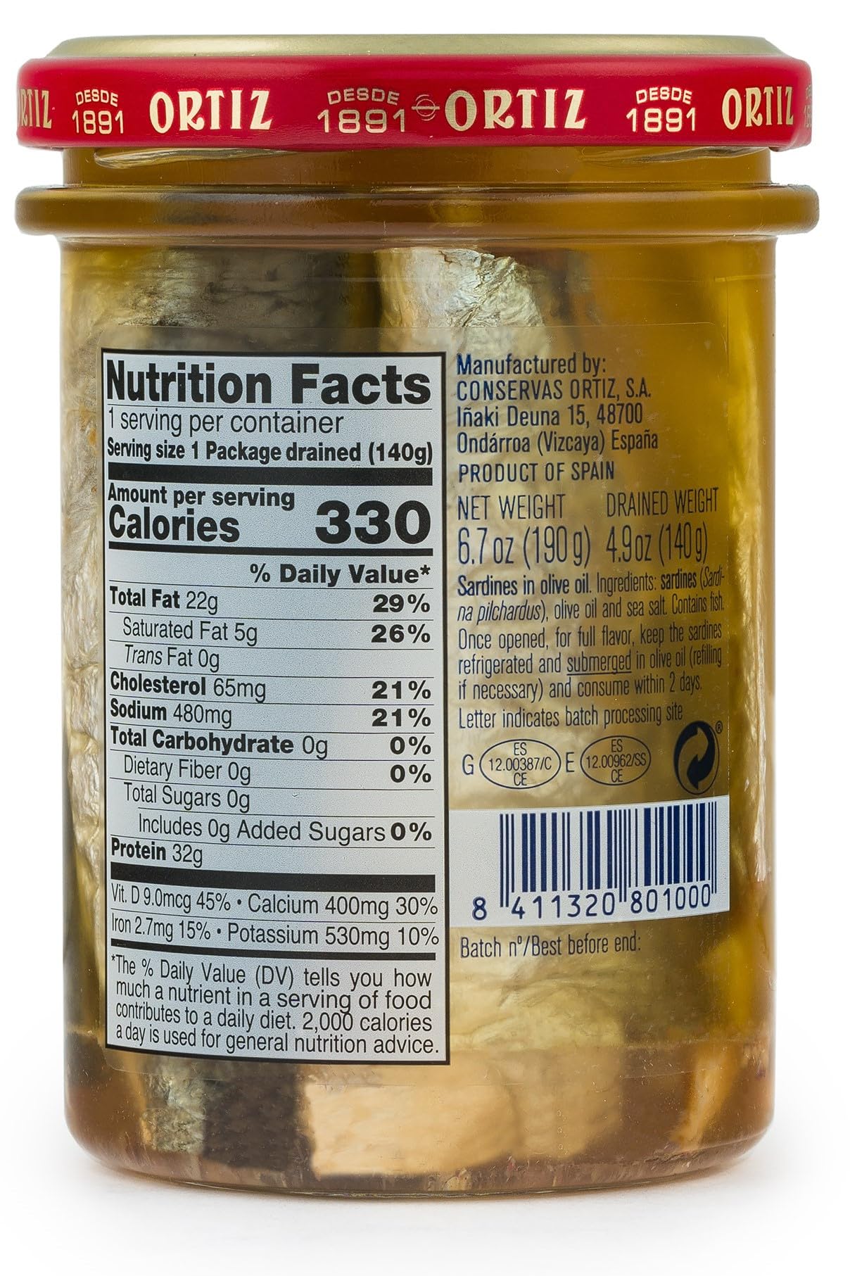 Ortiz Sardines/Olive Oil ( 12 X 6.7 Oz   )