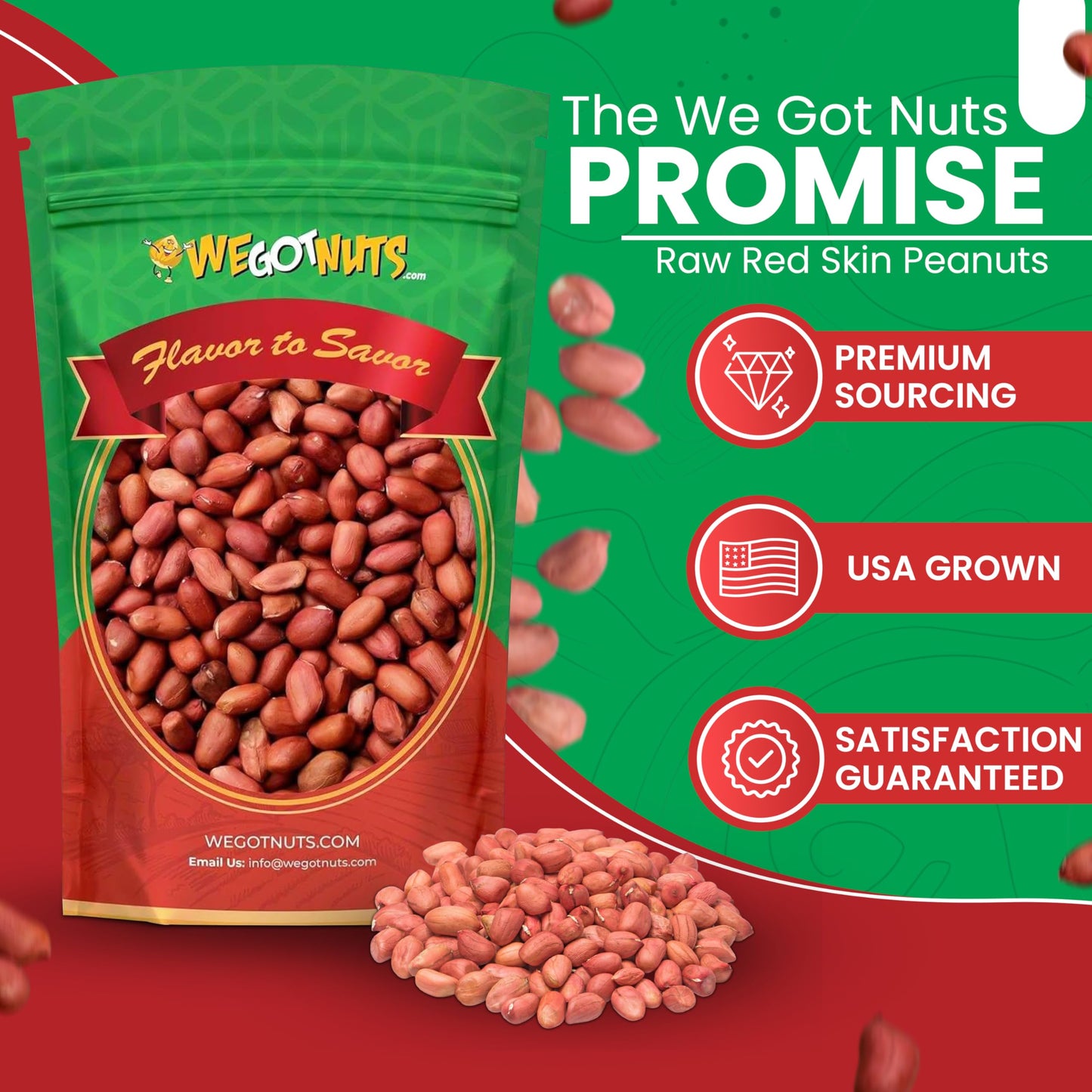 Raw Red skin Peanuts, USA Grown, (Unsalted) 5LB Bag Bulk (80oz) - We Got Nuts