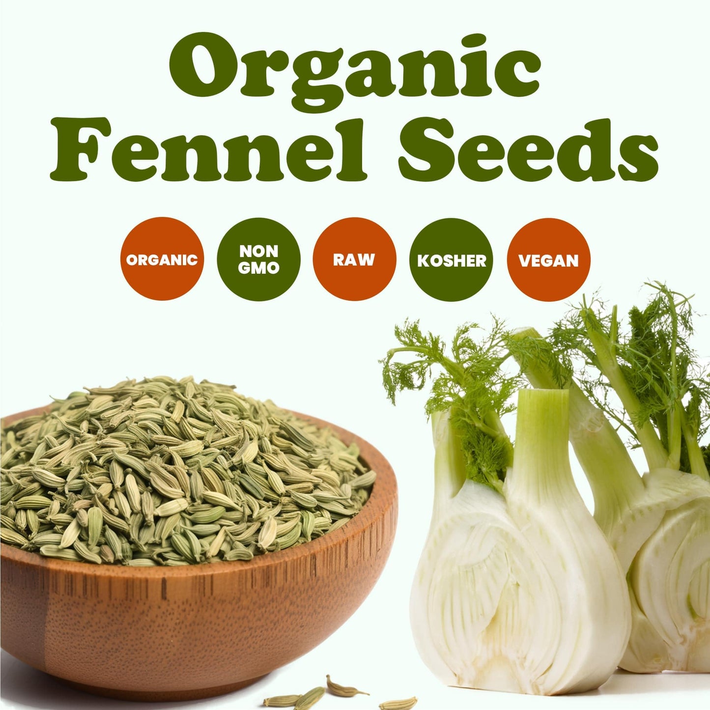 Food to Live Organic Fennel Seeds - Non-GMO, Kosher, Vegan, 8 Ounces