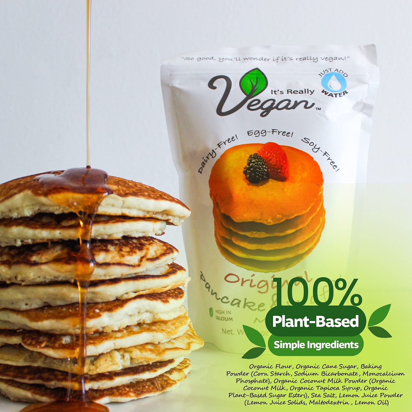 Its Really Vegan Pancake & Waffle Mix | Dairy Free, Egg Free, and Soy Free Mix Pancake Waffle | Serving Size 1/3 Cup Mix (40g)