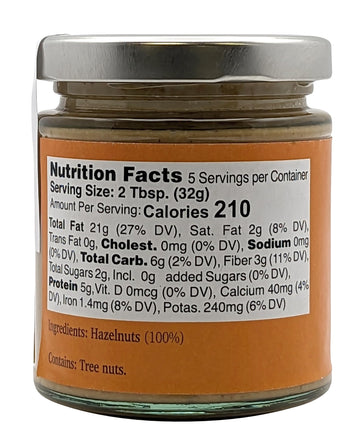 Nutural World - Smooth Hazelnut butter 6 Oz (170g) - 100% Pure/Single Ingredient - Great Taste Award winner