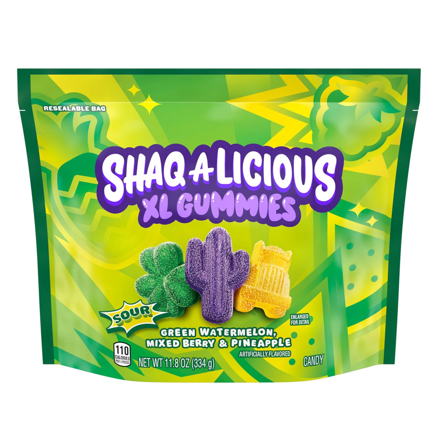 Shaq-A-Licious Xl Gummies Sour Chewy, Candy Bag, 11.8 Oz
