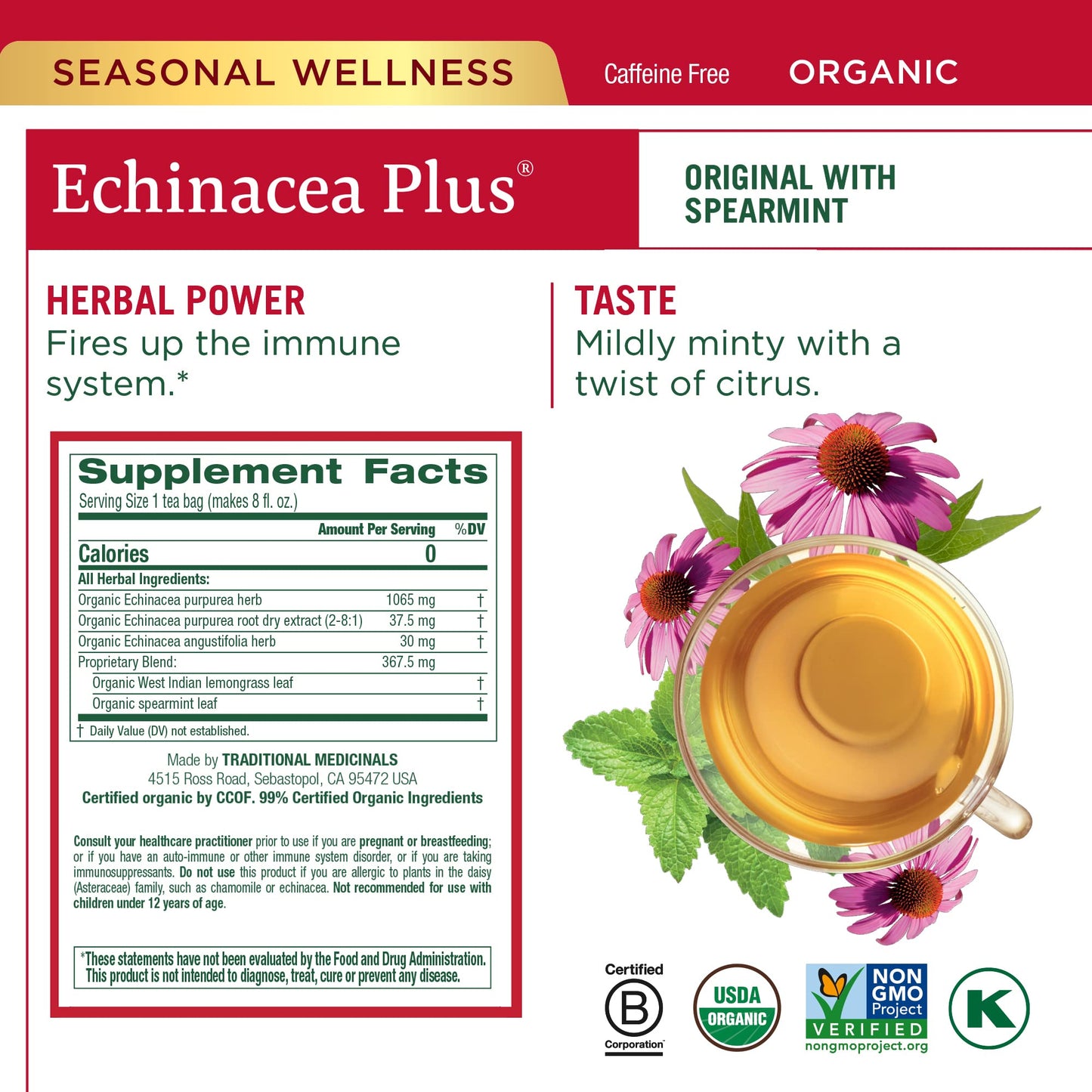 Traditional Medicinals Organic Seasonal Care Variety Pack Teas (Pack Of 6), Throat Coat + Echincea Plus + Breathe Easy , 96 Tea