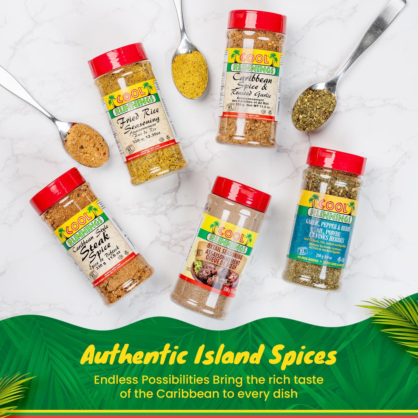 Cool Runnings USA Caribbean Spice & Roasted Garlic 330g - Used for Grilling, Roasting, and Marinating Meats, Seafood, and Vegeta