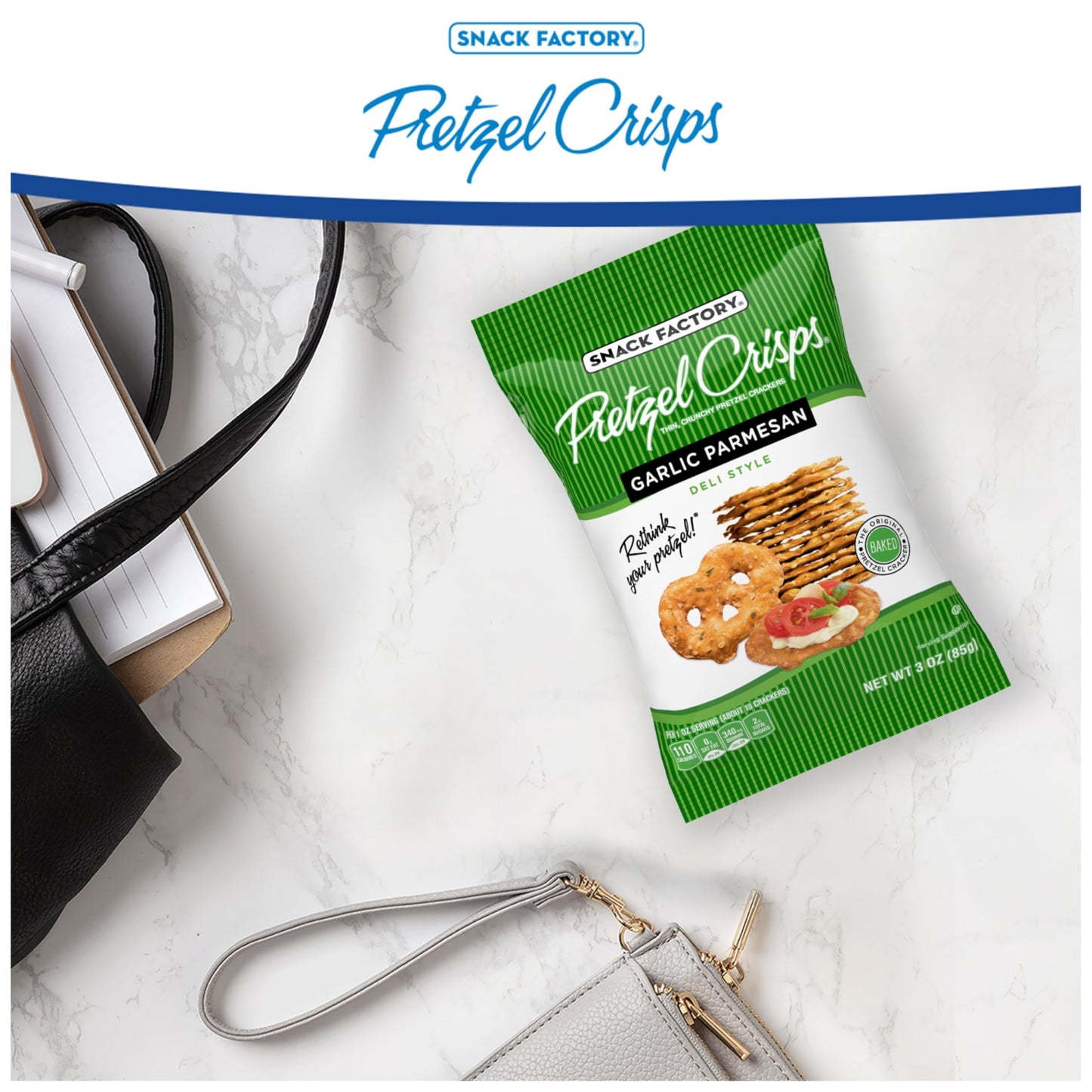 Pretzel Crisps Garlic Parmesan On-The-Go Bag, 3 Oz (Pack Of 8)