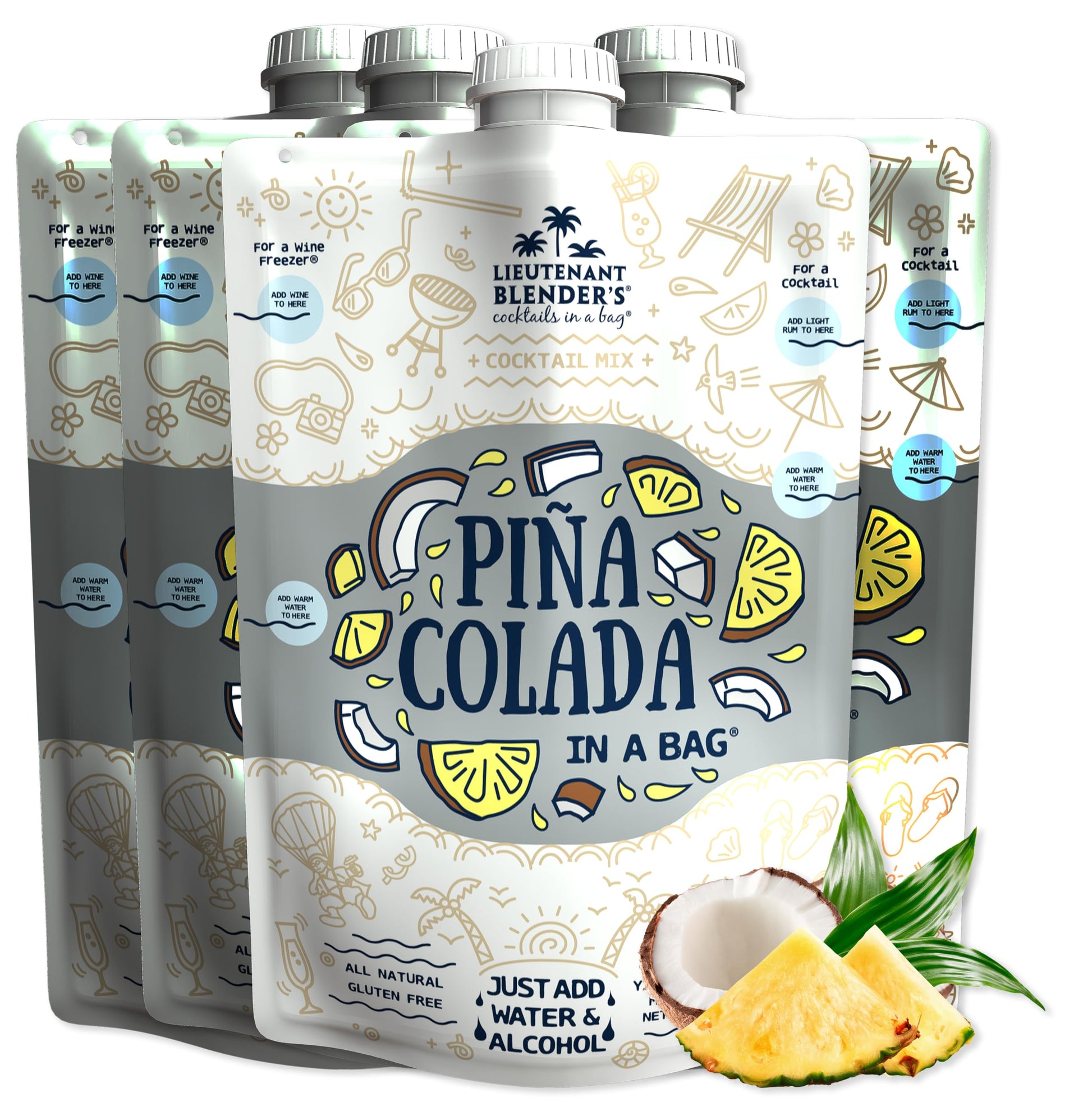 Lt. Blender Pina Colada Drink Mix, Pack of 4, 1/2 Gallon