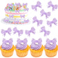 YCTHUNFISH Pink Bow Cupcake Toppers, 30 Pack Acrylic Picks for Weddings & Parties, Purple