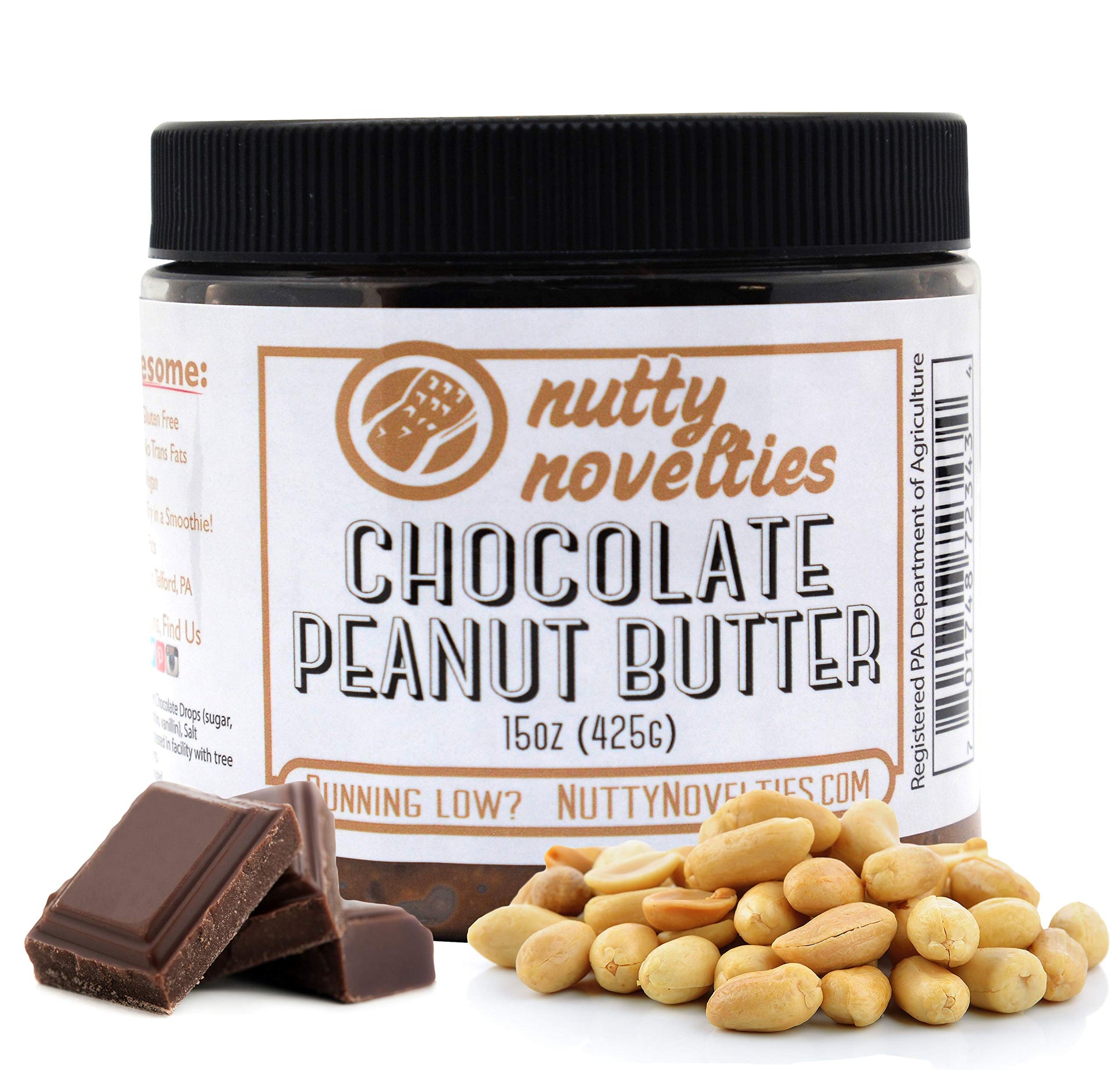 Nutty Novelties Chocolate Peanut Butter - High Protein, All-Natural, Vegan - 15 Ounces