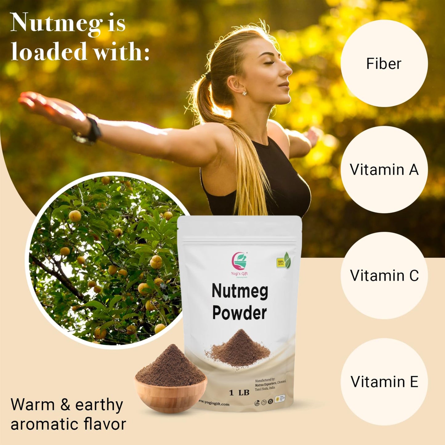 YOGI’S GIFT Ground Nutmeg Spice | Fresh Aroma & Flavor | 1 LB | Non-GMO