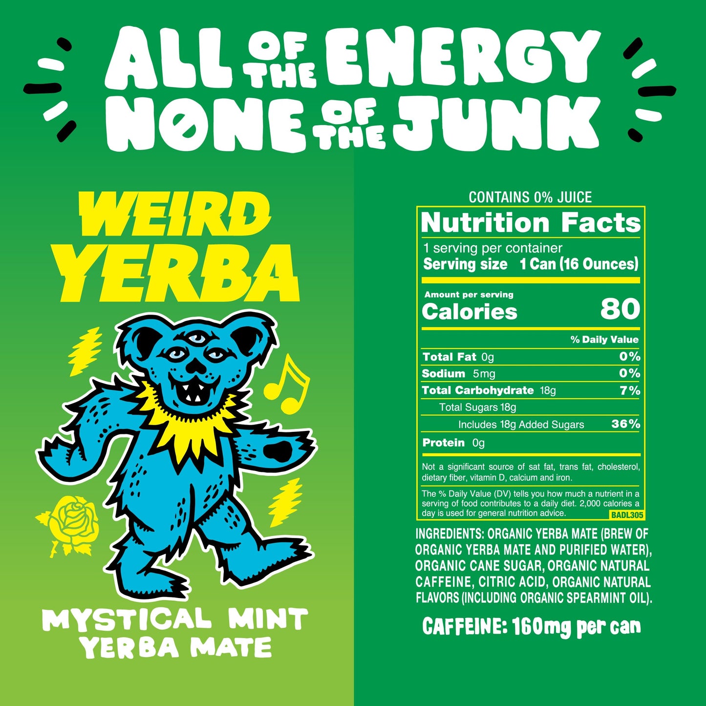 Drink Weird Best Sellers Variety Pack - Acai Pomegranate Yerba Mate  White Peach Oolong Tea  Mystical Mint Yerba Mate. 12pk of 16oz Cans. Better Energy Drink Alternative.