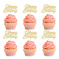 24Pcs Happy Birthday Cupcake Toppers Gold Glitter Birthday Cupcake Food Picks For Celebrating Happy Birthday Party Cake Decorati
