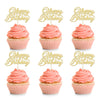 24Pcs Happy Birthday Cupcake Toppers Gold Glitter Birthday Cupcake Food Picks For Celebrating Happy Birthday Party Cake Decorati
