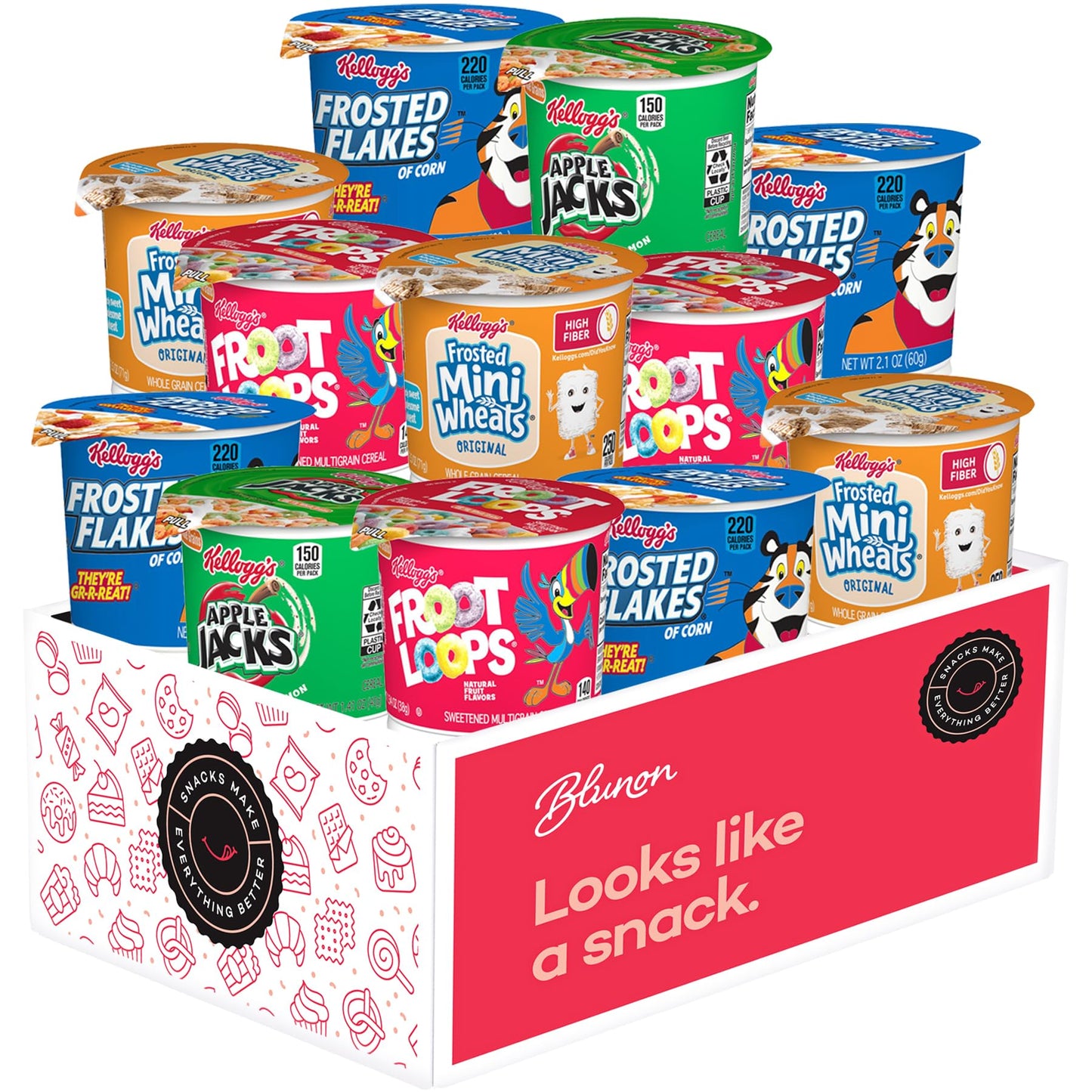 Cereal Cups Variety Pack - Single Serve Breakfast Cereal Assortment - Mini-Wheats, Frosted Flakes, Froot Loops, Apple Jacks - Ca