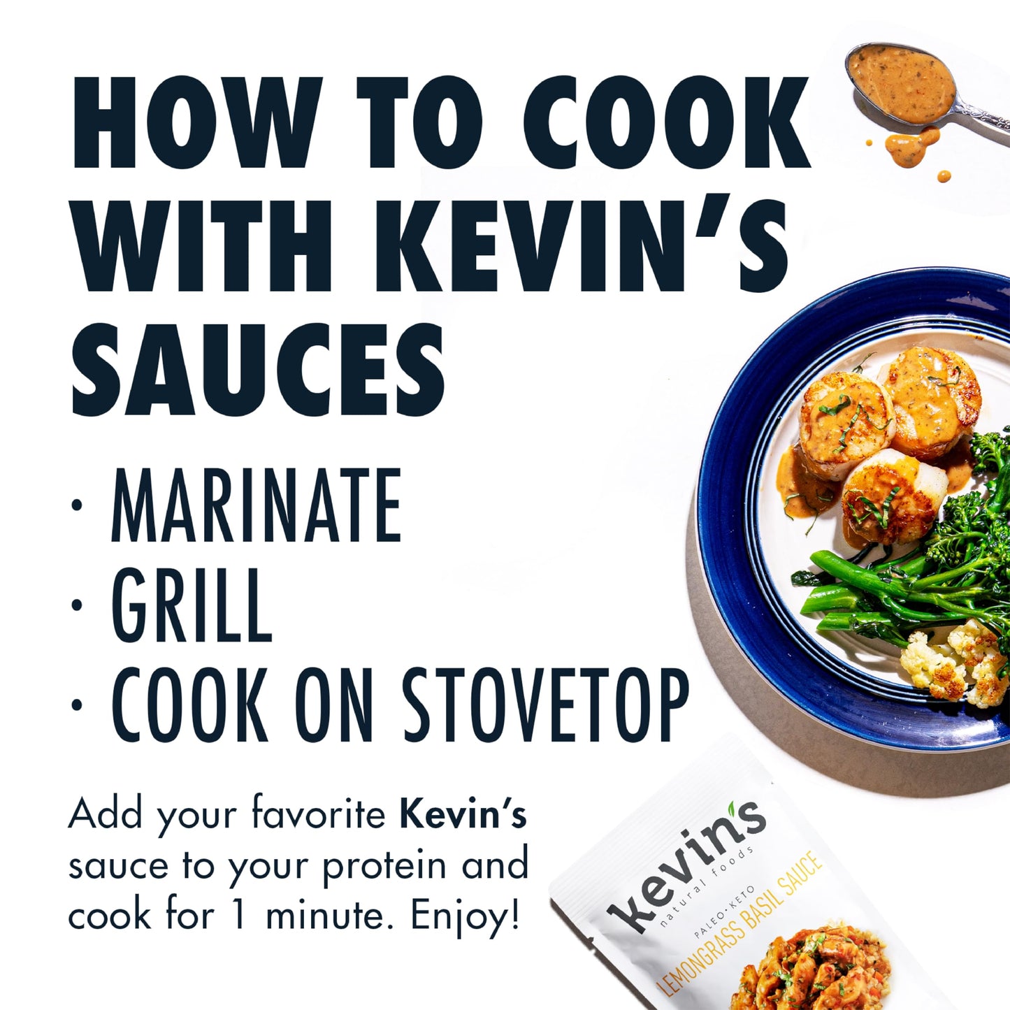 Kevin'S Natural Foods Lemongrass Basil Sauce - Keto And Paleo Simmer Sauce - Stir-Fry Sauce, Gluten Free, No Preservatives, Non-