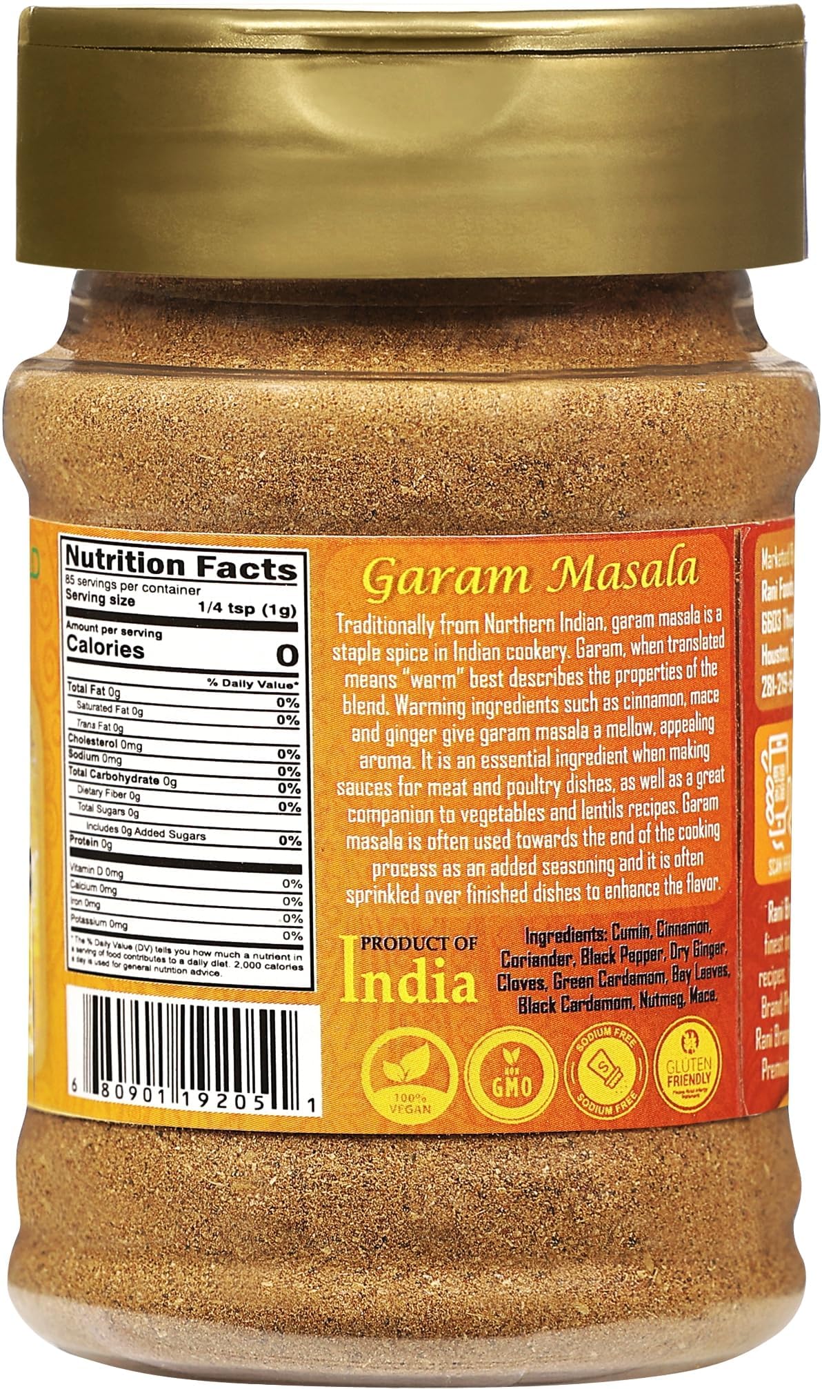Rani Garam Masala Indian 11-Spice Blend 3oz (85g) PET Jar  Pack of 12 ~ All Natural  Salt-Free | Vegan | No Colors | Gluten Friendly | NON-GMO | Kosher | Indian Origin