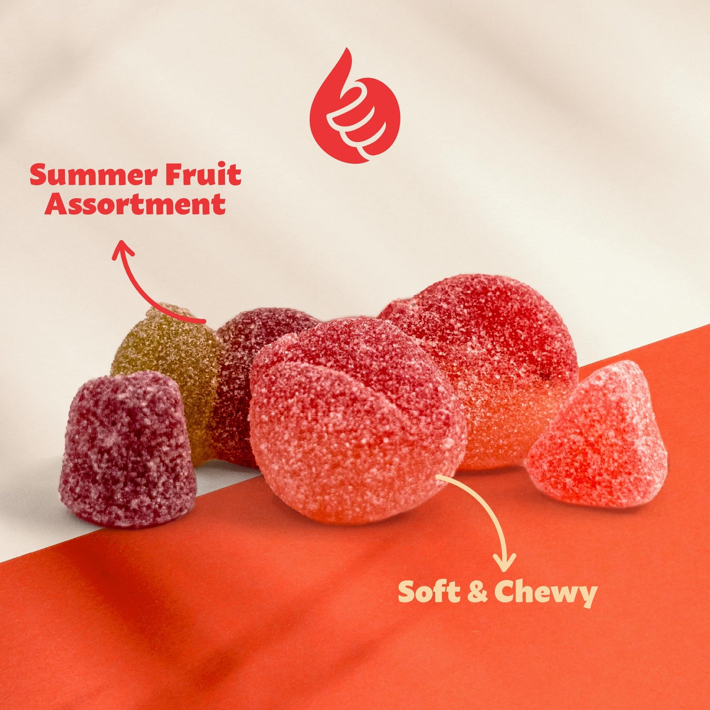 Sour Fruit Jelly Candy Mix | 1 Pound Bag | Vegan Gummies with Real Fruit Puree | Cherry  Watermelon  Peach | Gelatin Free Plant Based Texture | No Artificial Colors or Flavors | Dye Free Candy