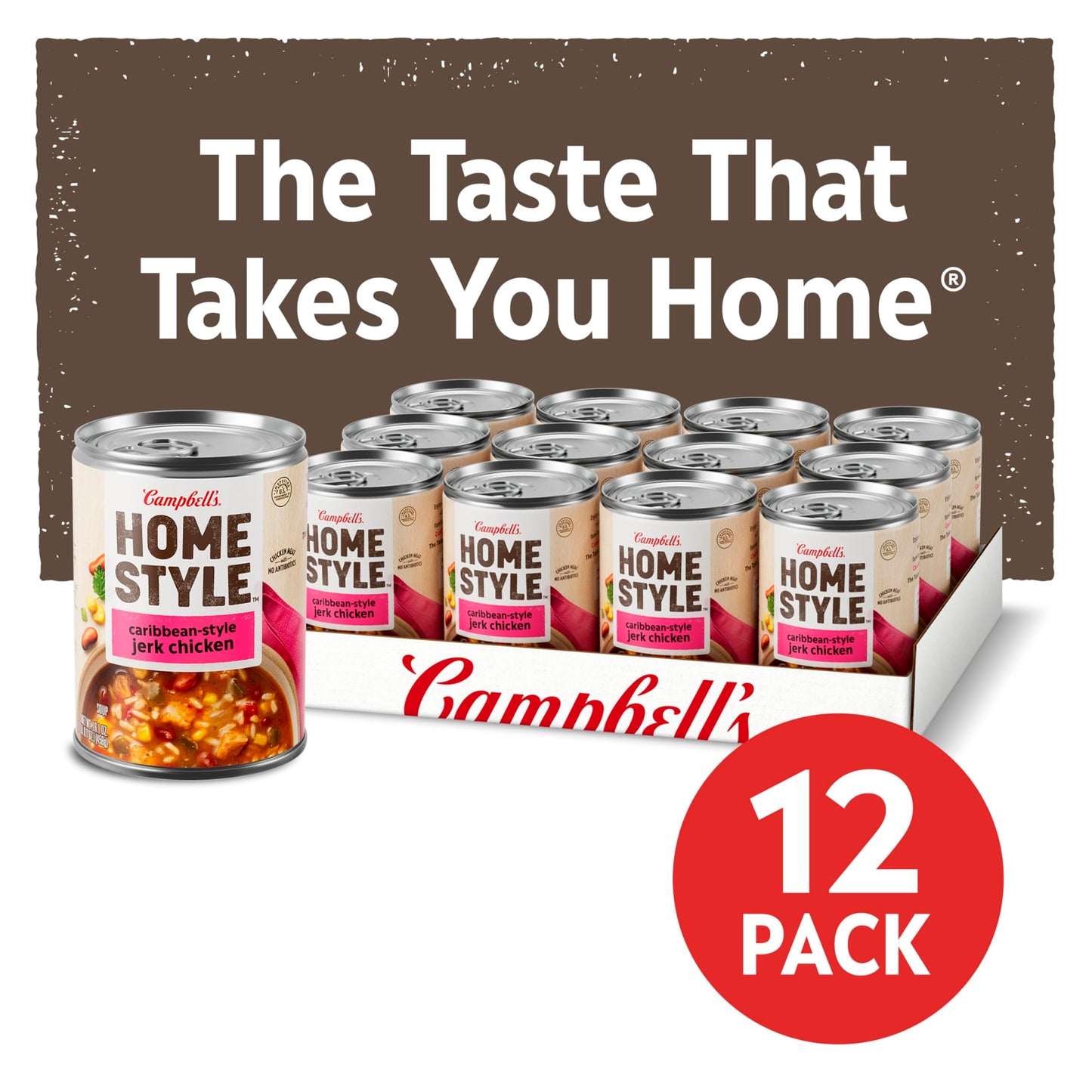Campbell s Homestyle Caribbean-Style Jerk Chicken Soup, 16.1 OZ Can (Pack of 12)