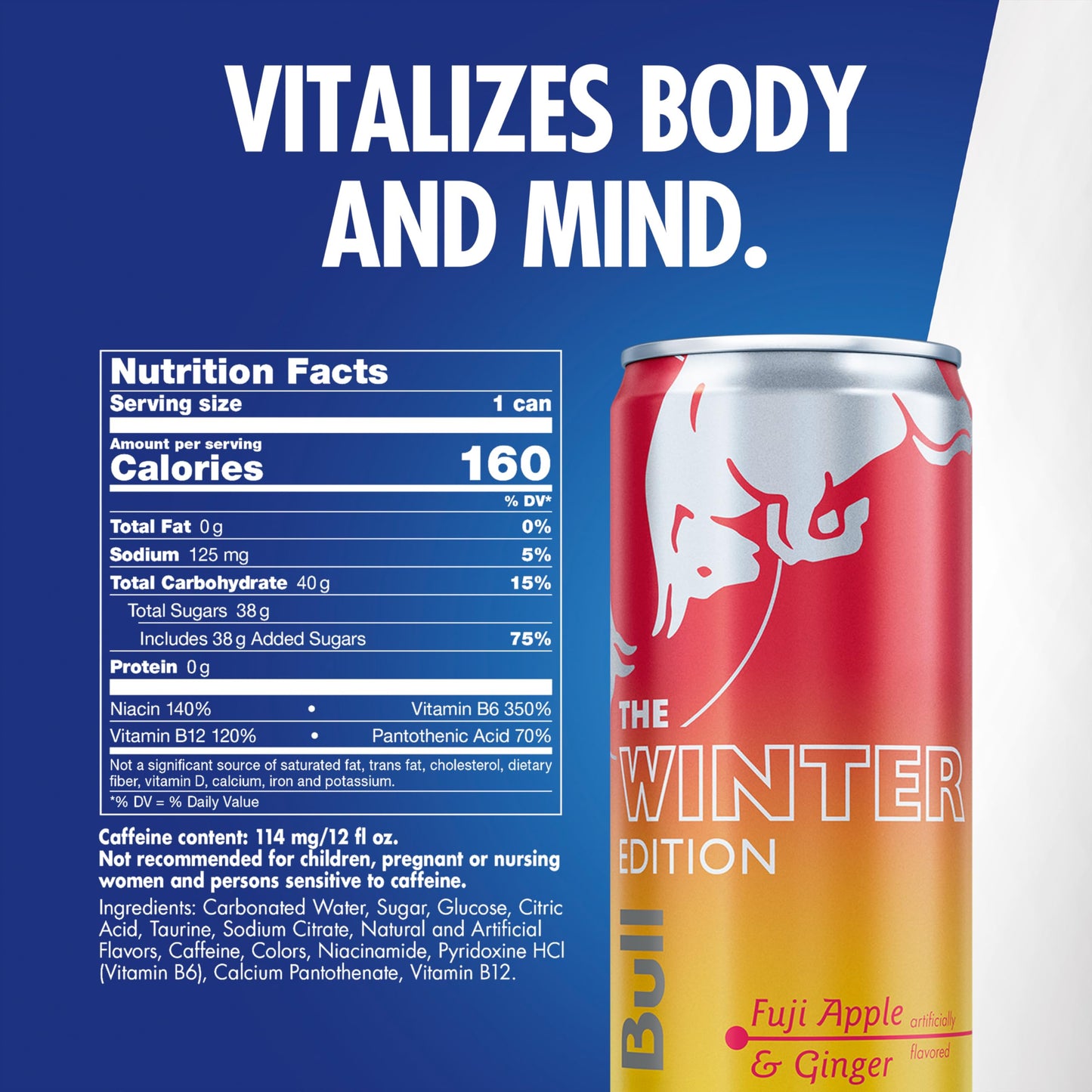Red Bull Fuji Apple and Ginger Winter Edition Energy Drink  with 114mg Caffeine plus Taurine & B Vitamins  12 Fl Oz  6 Packs of 4 Cans (Pack of 24)