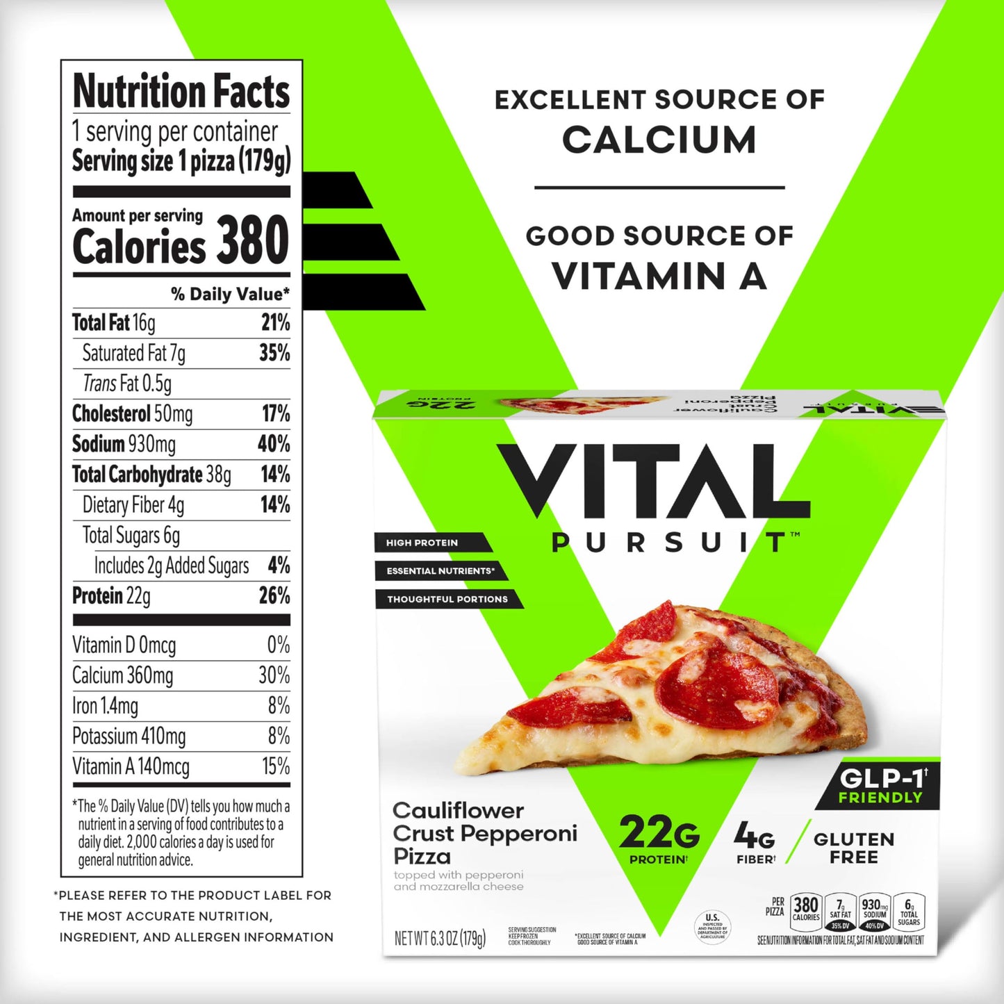 Vital Pursuit Cauliflower Crust Pepperoni Pizza, High Protein, Gluten Free, Air Fryer Ready, 6.3Oz 6.3 oz