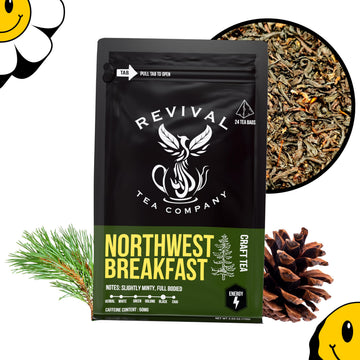 Revival Tea Company Northwest Breakfast Tea - Black Tea Blend With Western Cedar Tips, Assam, Ceylon, And Chinese Black Tea - 24 Tea Bags