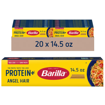 Barilla Protein+ (Plus) Angel Hair - Protein From Lentils, Chickpeas & Peas - Good Source Of Plant-Based Protein - Protein Pasta - Non-Gmo - Kosher Certified - 14.5 Ounce Box (Pack Of 20)