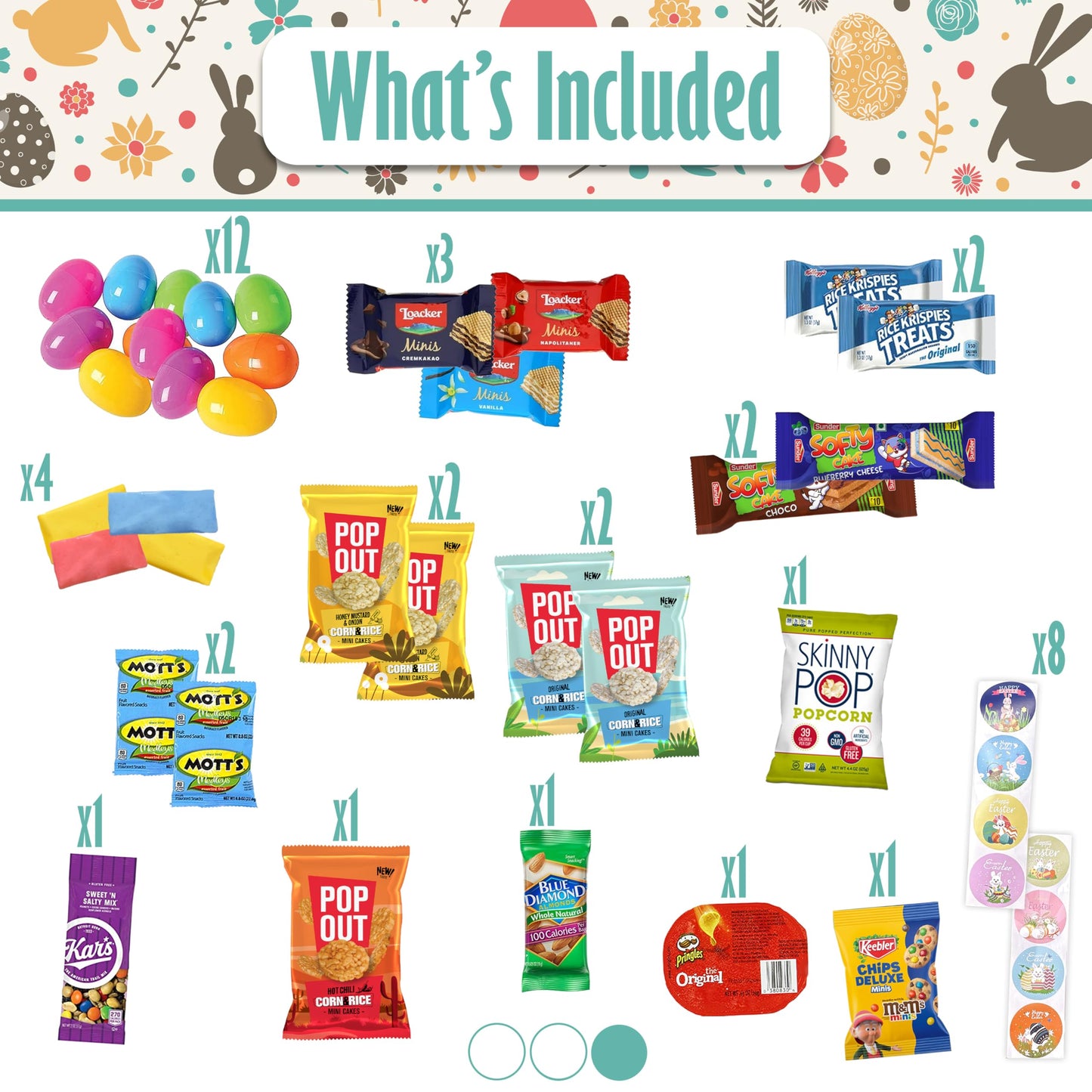 Easter Snack Box (112 Count) Filled With Candy, Snacks, Treats And Plush Easter Bunny, Great Package For Family, Friends, Kids,