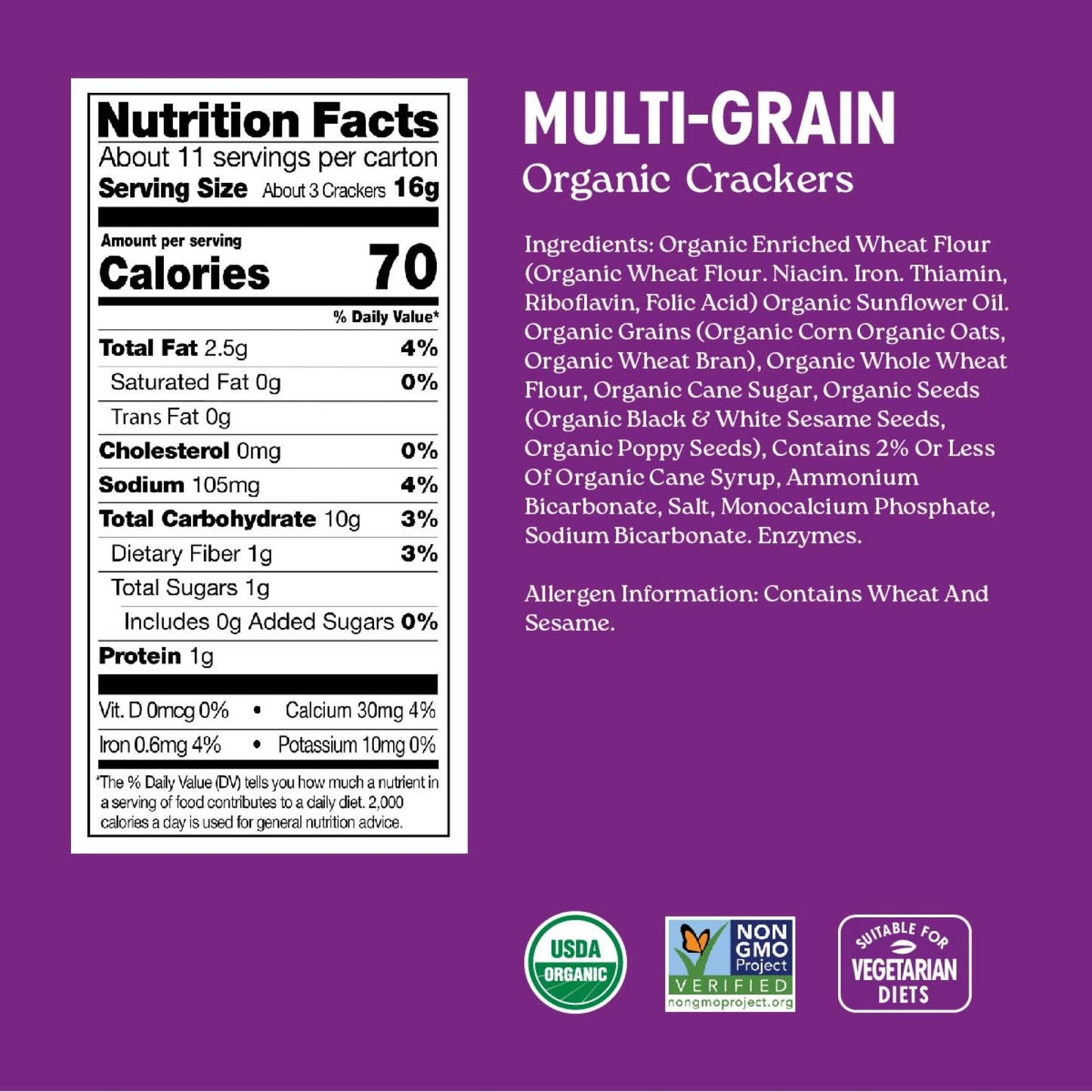 Milton'S Craft Bakers Original Multi-Grain Gourmet Baked Crackers 680G (4 Individually Wrapped Packages) Two-Pack