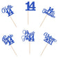 Rssta i 14th Birthday Cupcake Toppers, 24 Pack, Vintage 2011 Design, Blue