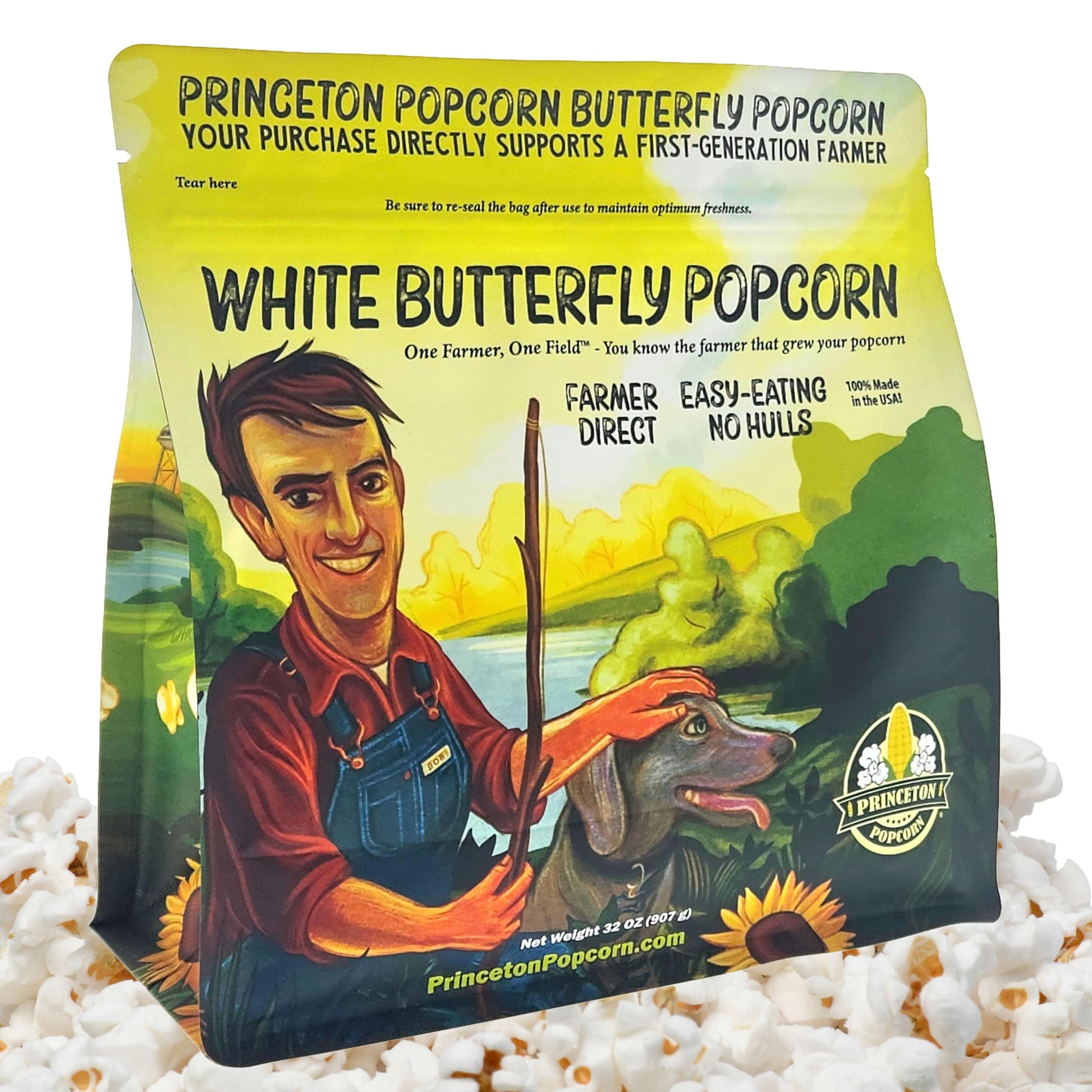 Princeton Popcorn Baby White Popcorn Kernels, Hulless, Gluten Free, 32 Ounce Bag