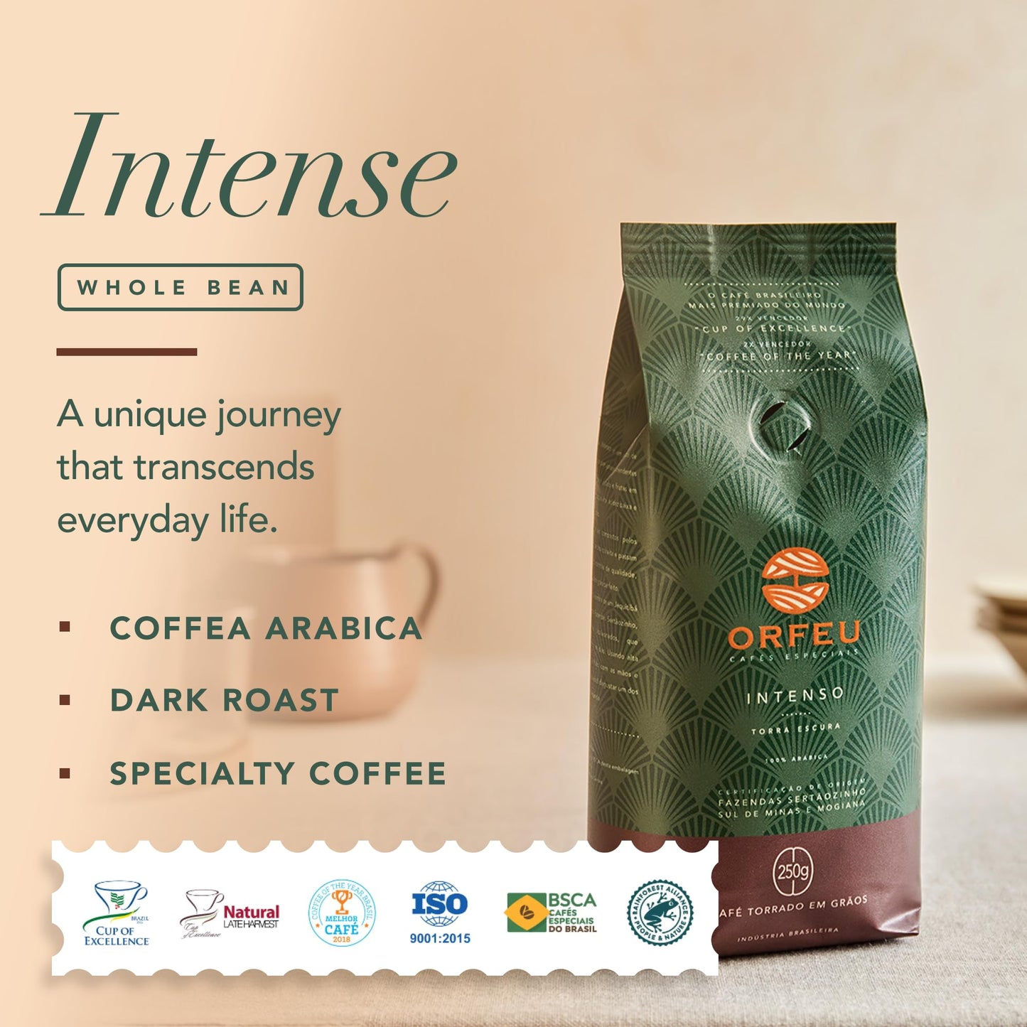 ORFEU Special Coffee Intense 100% Arabica Dark Roast, Low Acidity, 250g (8.8oz)