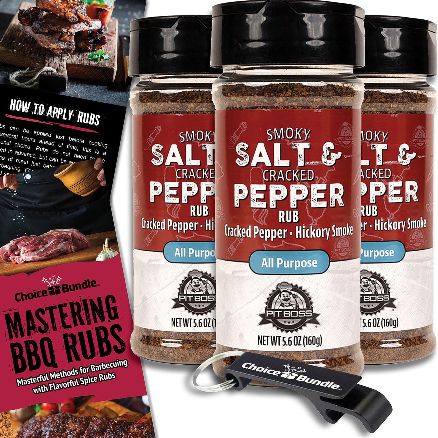 Choice Bundle Pit Boss BBQ Seasoning Spice & Rub, 3 Pack, 16.8 oz Total