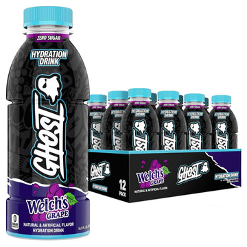 GHOST Hydration Drink, RTD Sports Drink with Electrolytes, Natural Vitamins - 16.9 Fl Oz, Pack of 12