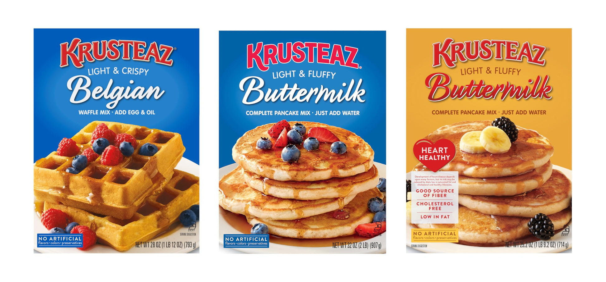 Krusteaz Variety Pack,Belgian Waffle Mix,Buttermilk Pancake Mix,Heart Healthy Buttermilk Pancake Mix