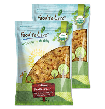 Food to Live - Organic Dried Pineapple Rings, 10 Pounds Non-GMO, Flavorful Chewy Fruit Snack, Vegan, Unsulfured, No Sugar Added,