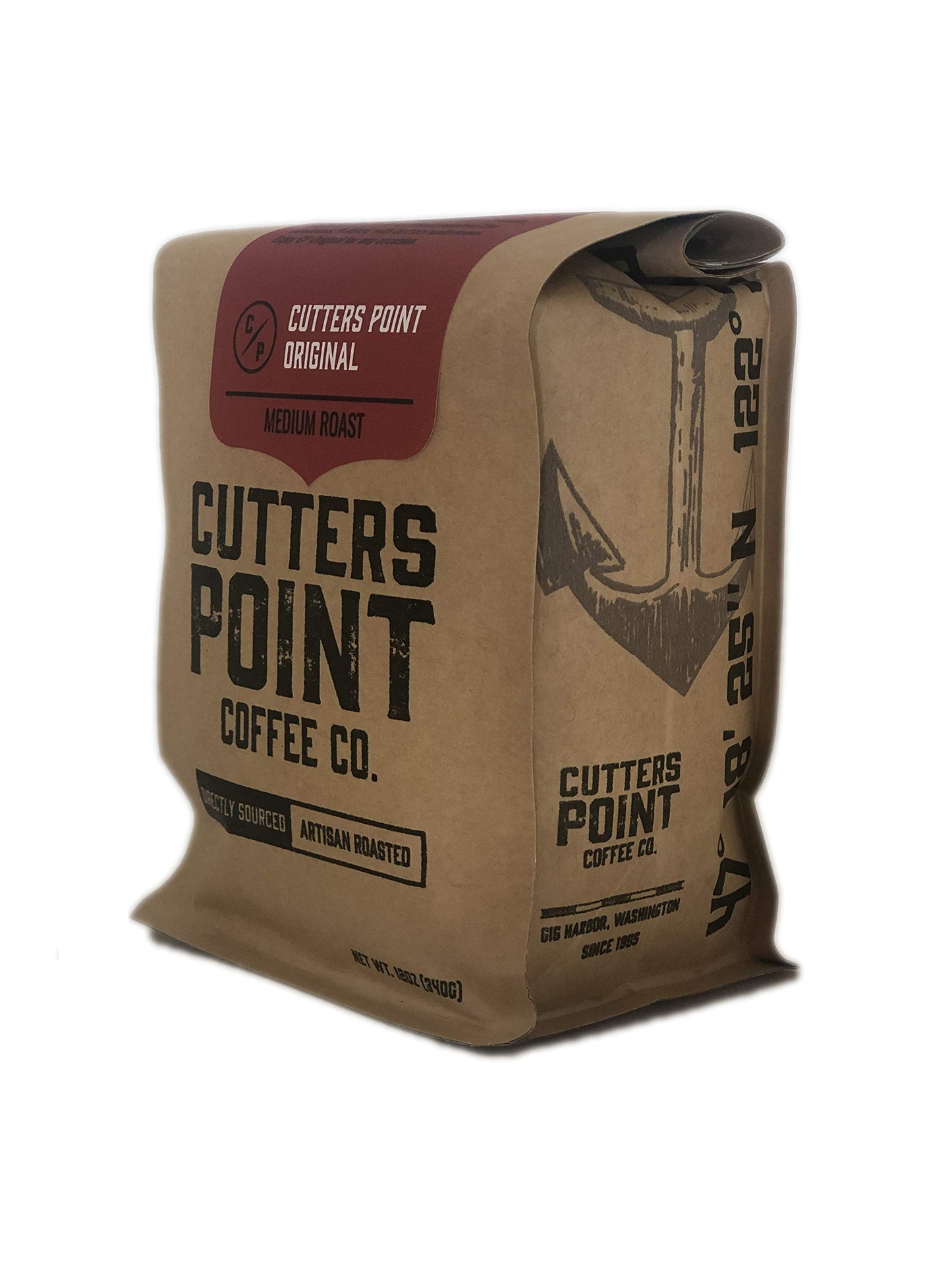 Cutters Point Coffee Original Medium Roast Whole Bean Coffee, 12oz