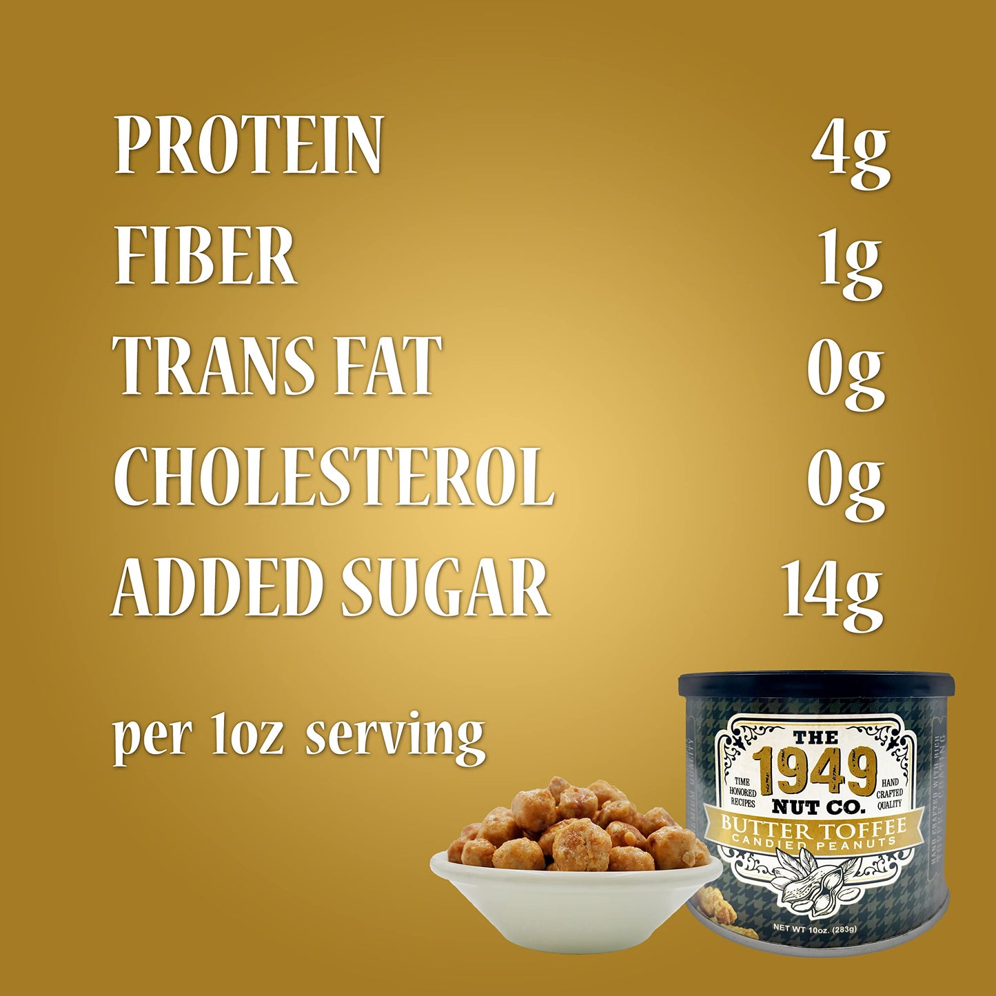 The 1949 Nut Co. Butter Toffee Peanuts | Oil Roasted, Fried | Extra-Large, 10 oz.