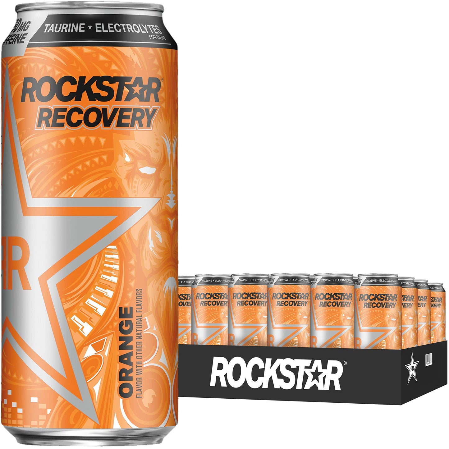 Rockstar Energy Drink, Caffeine & Electrolytes, Orange, 16 Fl Oz, Pack of 24