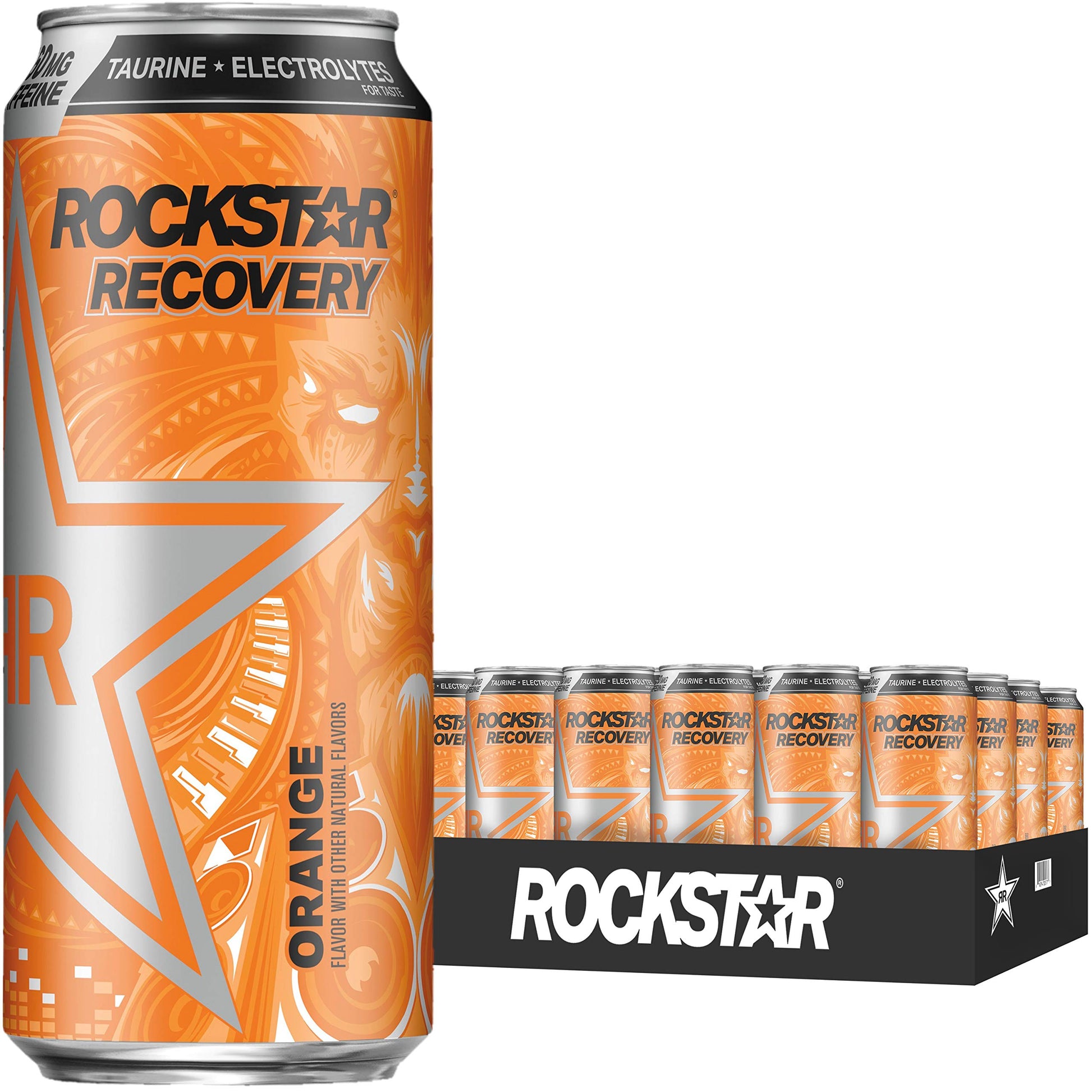 Rockstar Energy Drink, Caffeine & Electrolytes, Orange, 16 Fl Oz, Pack of 24