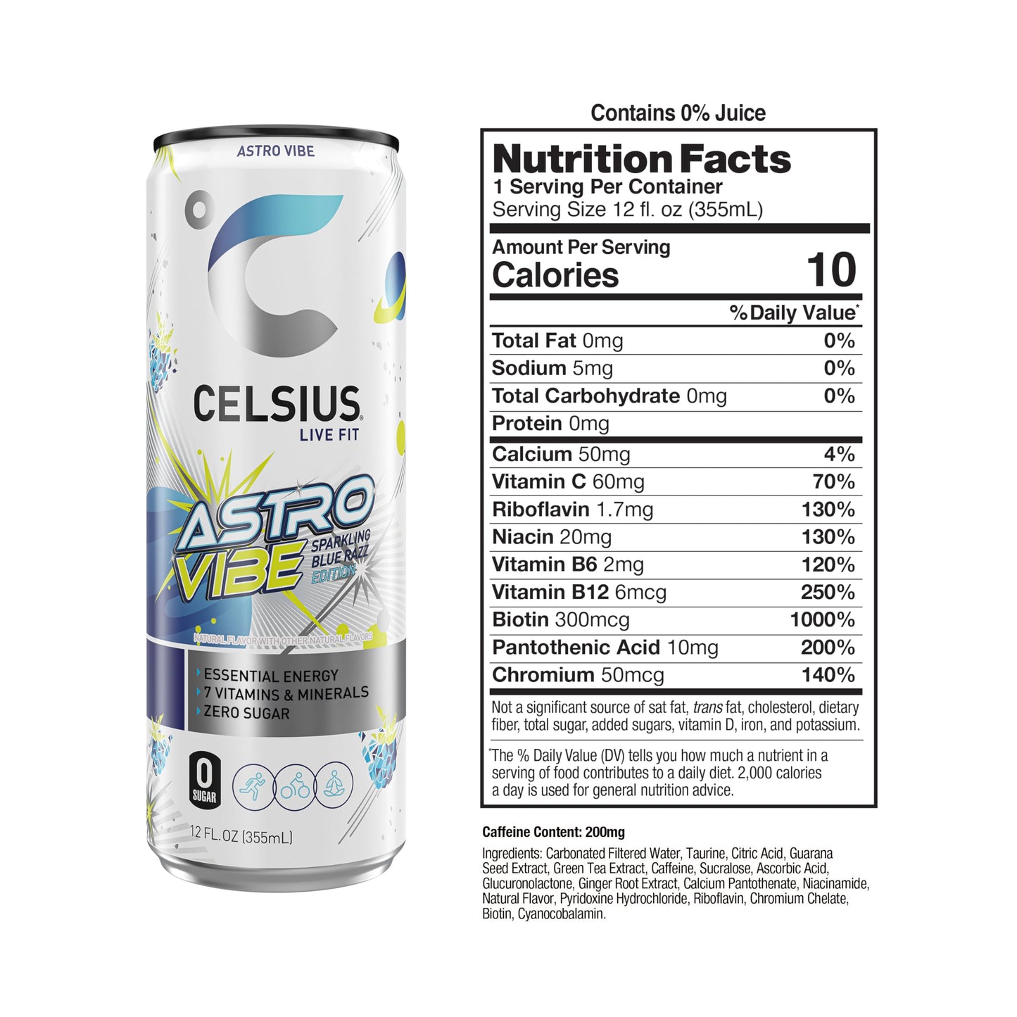 CELSIUS Sparkling Astro Vibe Energy Drink, 12 Fl Oz (Pack of 12) - Functional, Refreshing, Essential Energy Boost