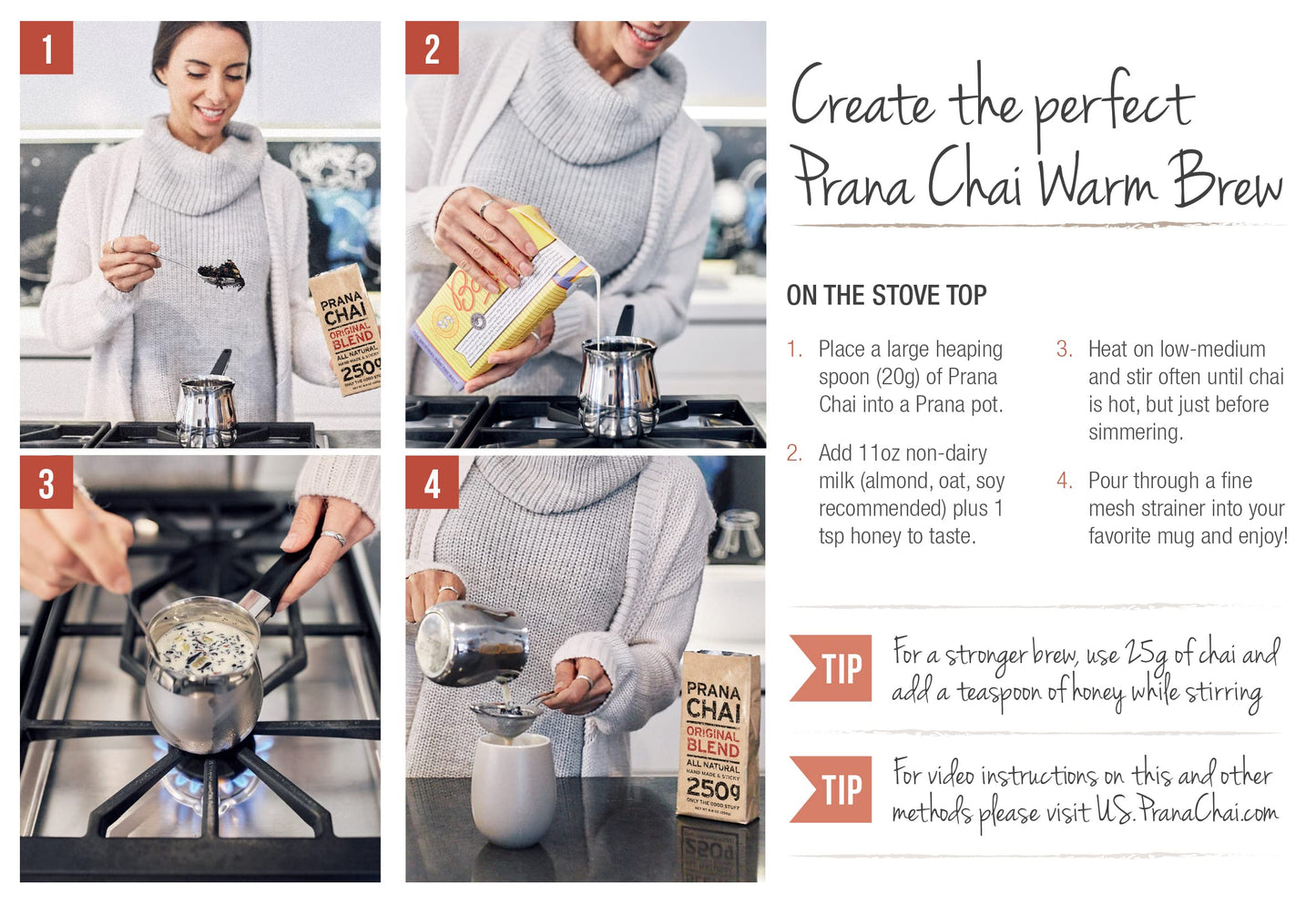 Prana Chai Masala Blend 250 Gram + Fine Mesh Tea Strainer. Brew Chai And Strain At Home With Included 3 Inch Fine Mesh Strainer