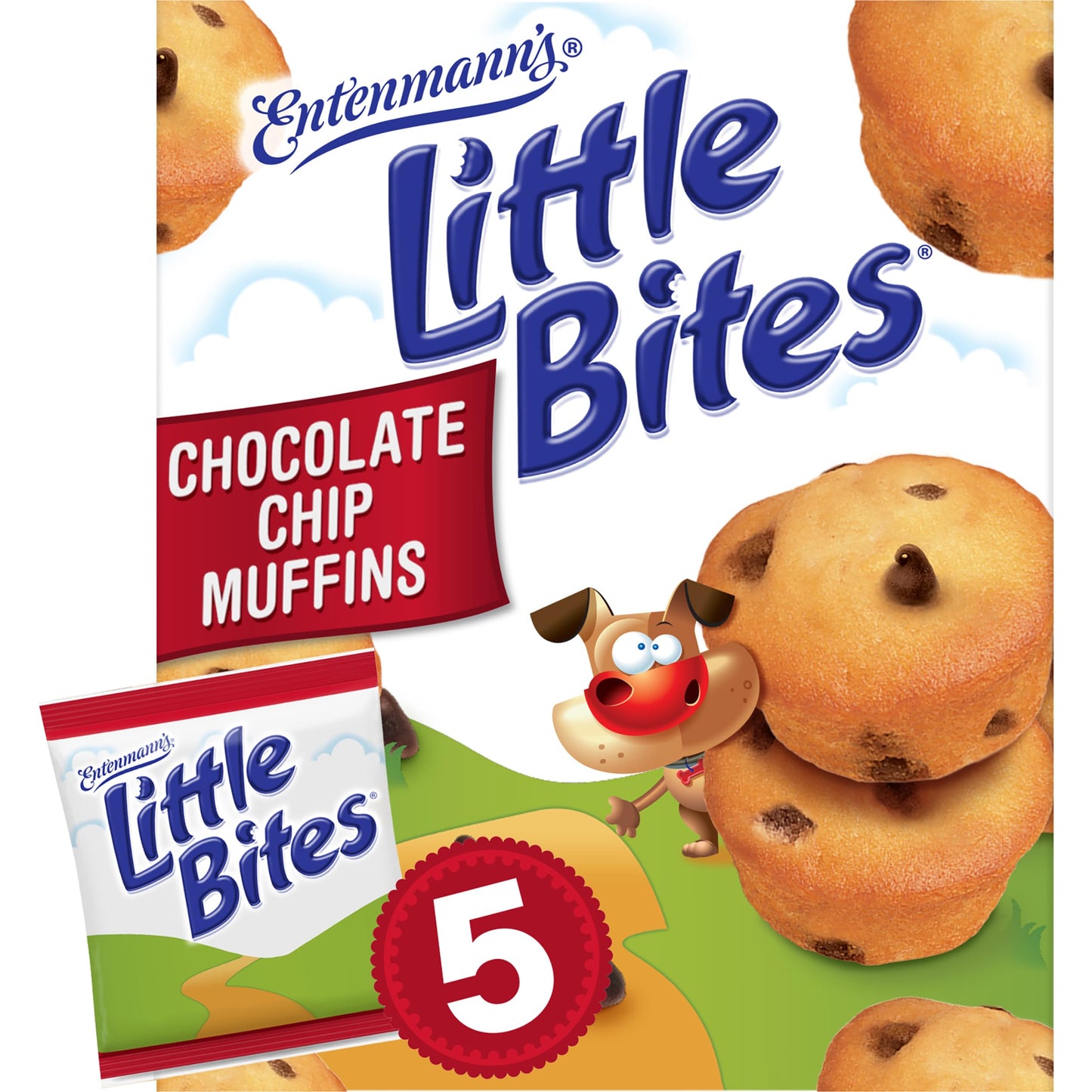 Entenmanns Little Bites Chocolate Chip Muffins, Pouches of Mini Muffins 8.25 oz, 5 Count