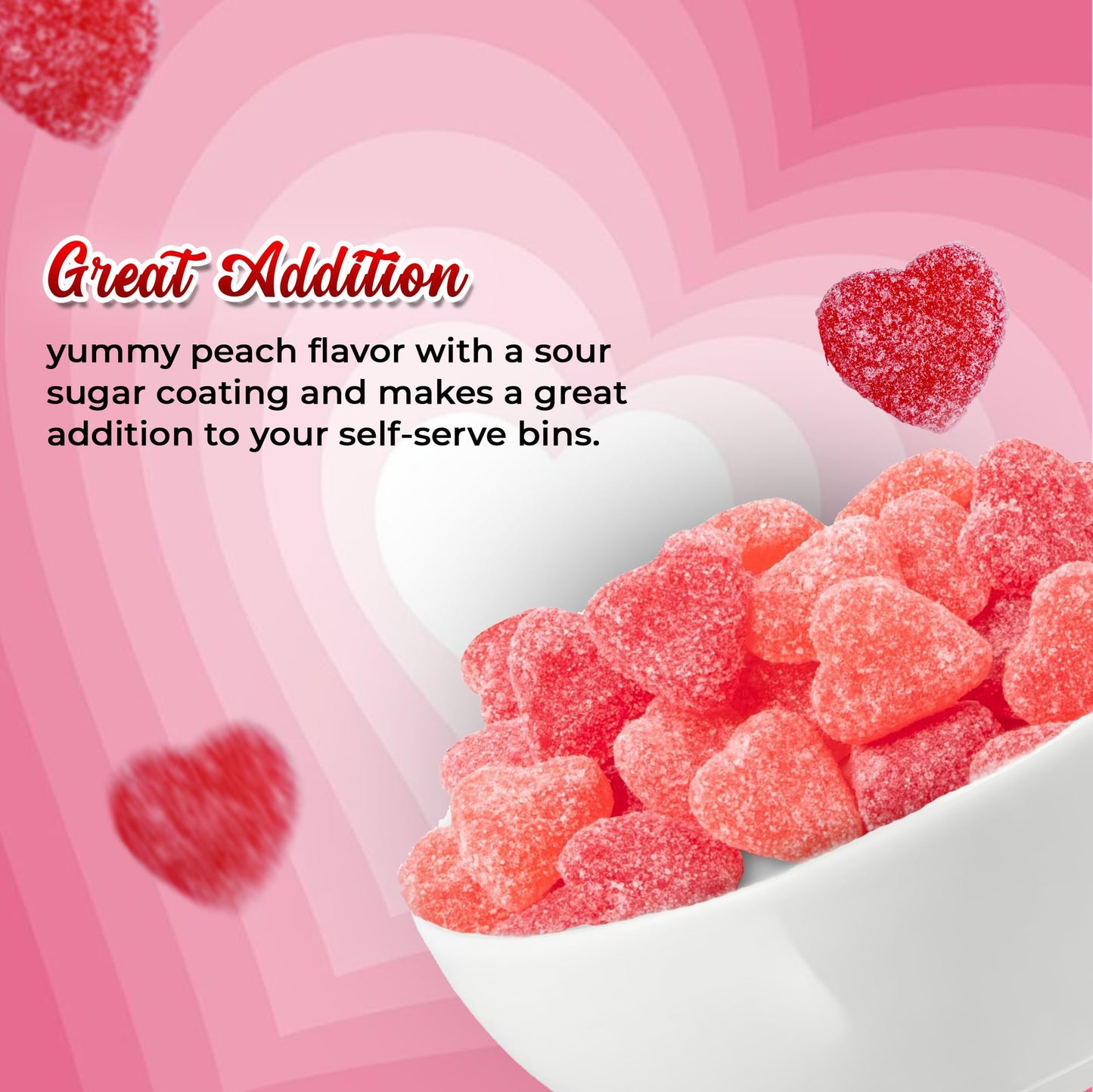 NY Spice Shop Peach Hearts Gummy Candy - 1 Pound Peach Flavored Heart Shaped Candy - Peach Gummies Candy - Peach Gummy Candy Sna